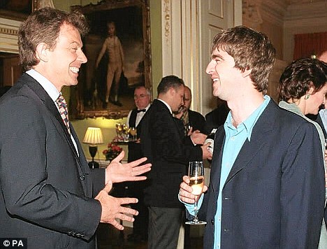 Prime Minister Tony Blair held a reception at No.10 Downing Street among the guests at the party were Oasis star Noel Gallagher